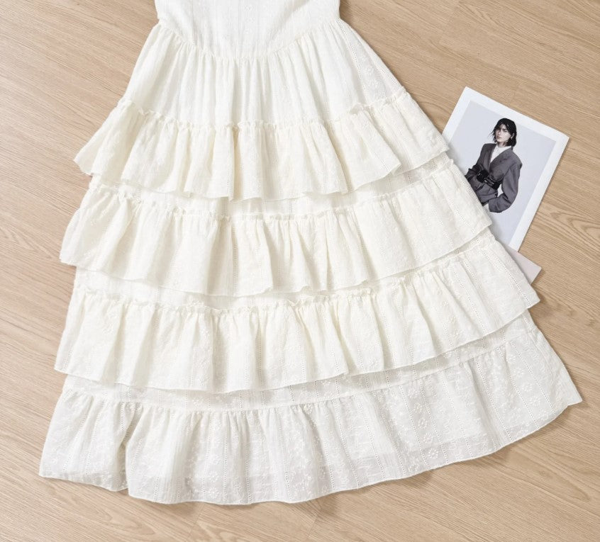 GR | Elegantes Ärmelloses Rüschentorte Kleid