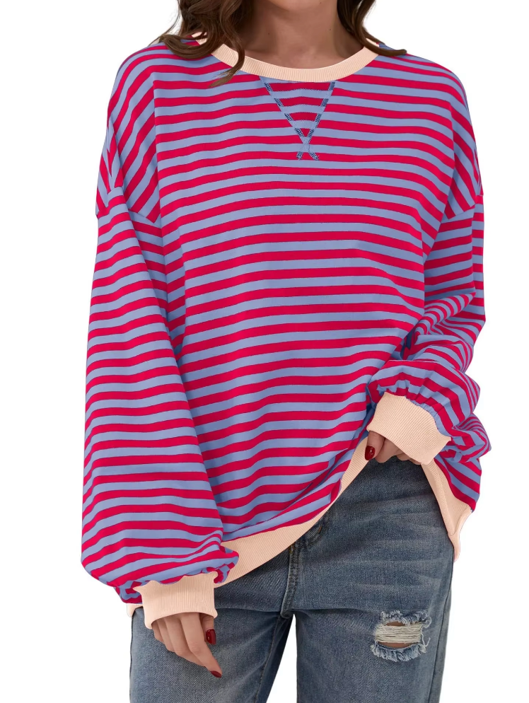 GR | locker gestreifter Pullover für Frauen