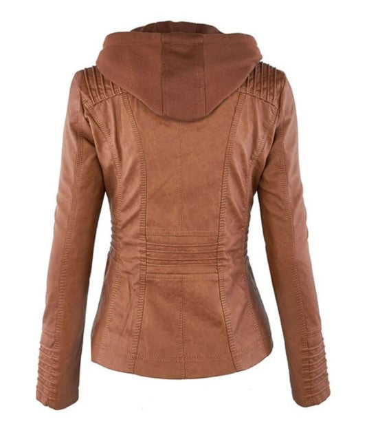 GR Lederjacke Mit Kapuze Für Damen | Perfekt Für Lässige Tage