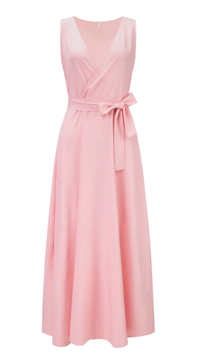 Elegant maxi dress for women – sleeveless V-neck evening dress in solid colors, long dress for weddings & summer parties
