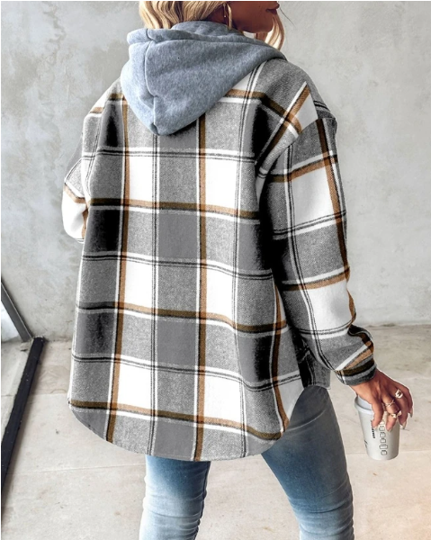 GR | Bequemer Kapuzenpullover Mit Karomuster