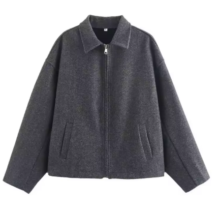 GR | Brown Wool Jacket for Women with Elegant Collar