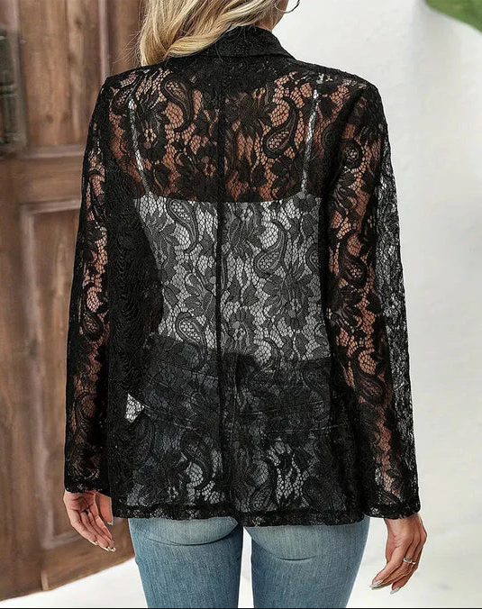 GR | Lace blazer with lapel collar