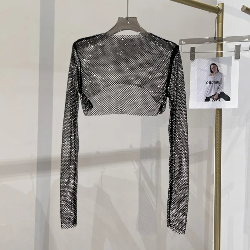 GR | Diamond Long Sleeve Mesh Top