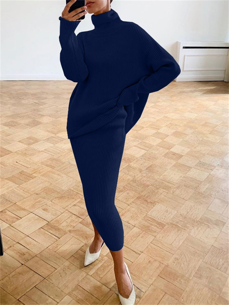 GR | Chic autumn knit two-piece slim fit set for women