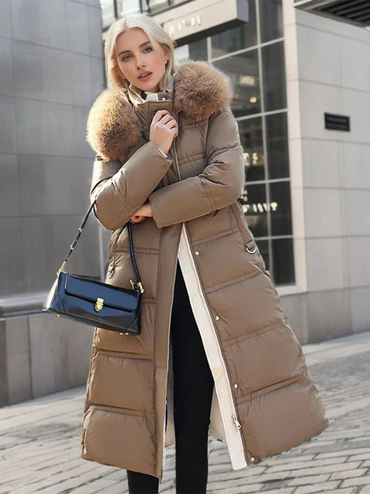 GR - Winter jacket with fur collar and belt 
