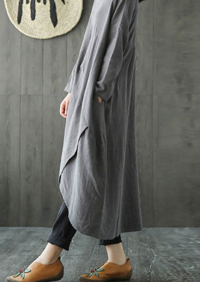 GR Langärmeliges unregelmäßiges Midikleid