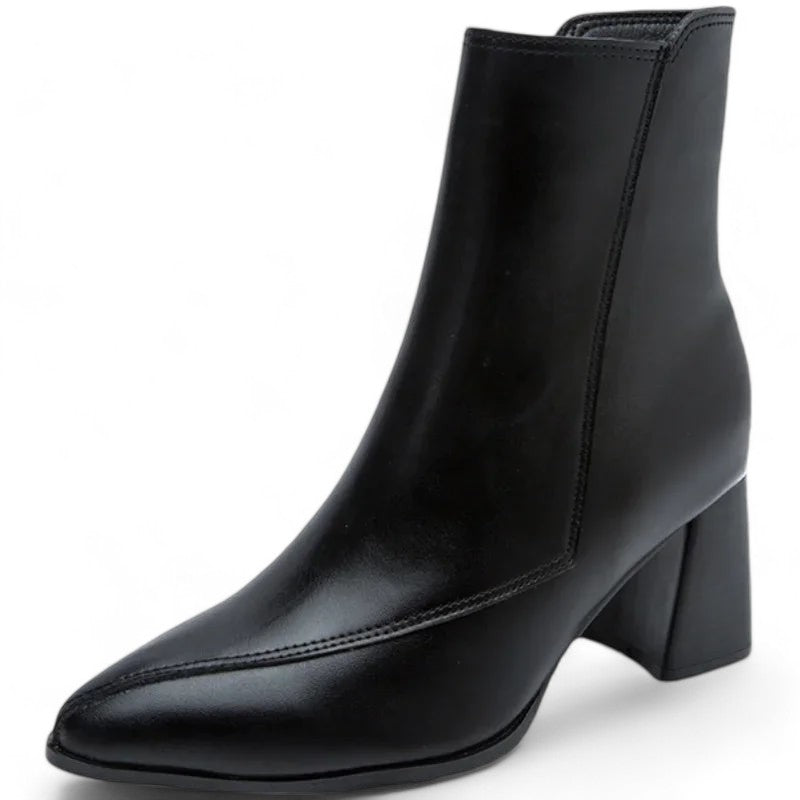GR - Women's trendy chunky heeled boots with pointed toe and waterproof platform 