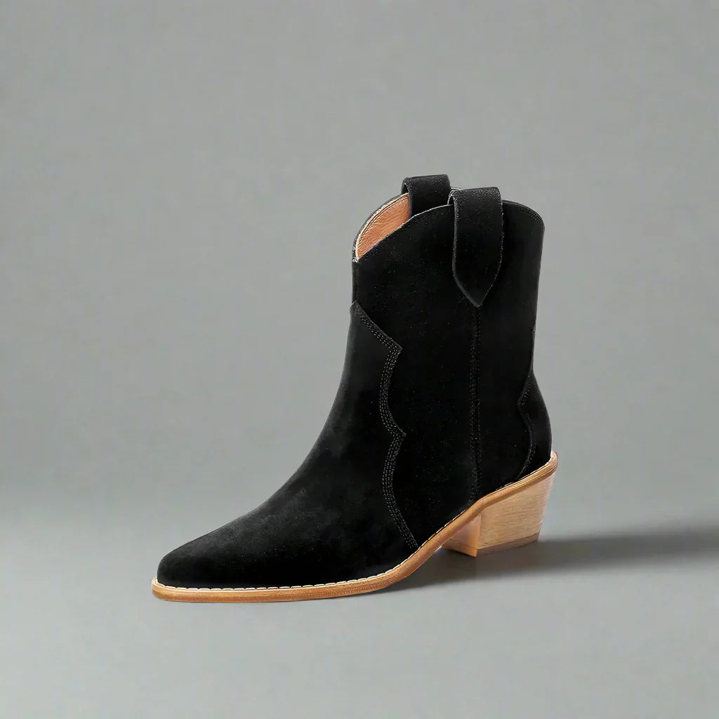GR | Cowhide Leather Women's Suede Women's Boots with Heel