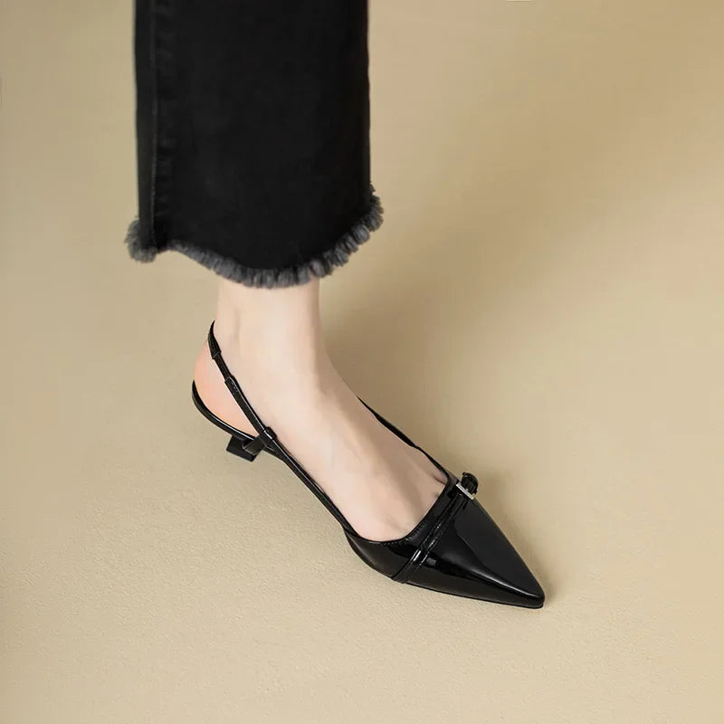 GR | Patent leather sandals with a comfortable block heel