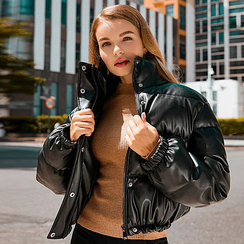 GR | Padded leather jacket for women
