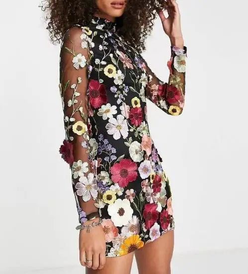 GR - Three-dimensional floral dress