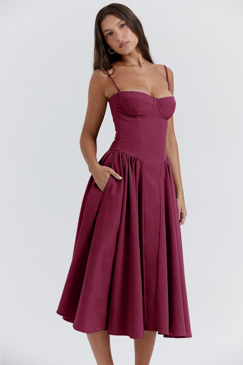 GR | Ärmelloses Midikleid Mit Korsett Passform