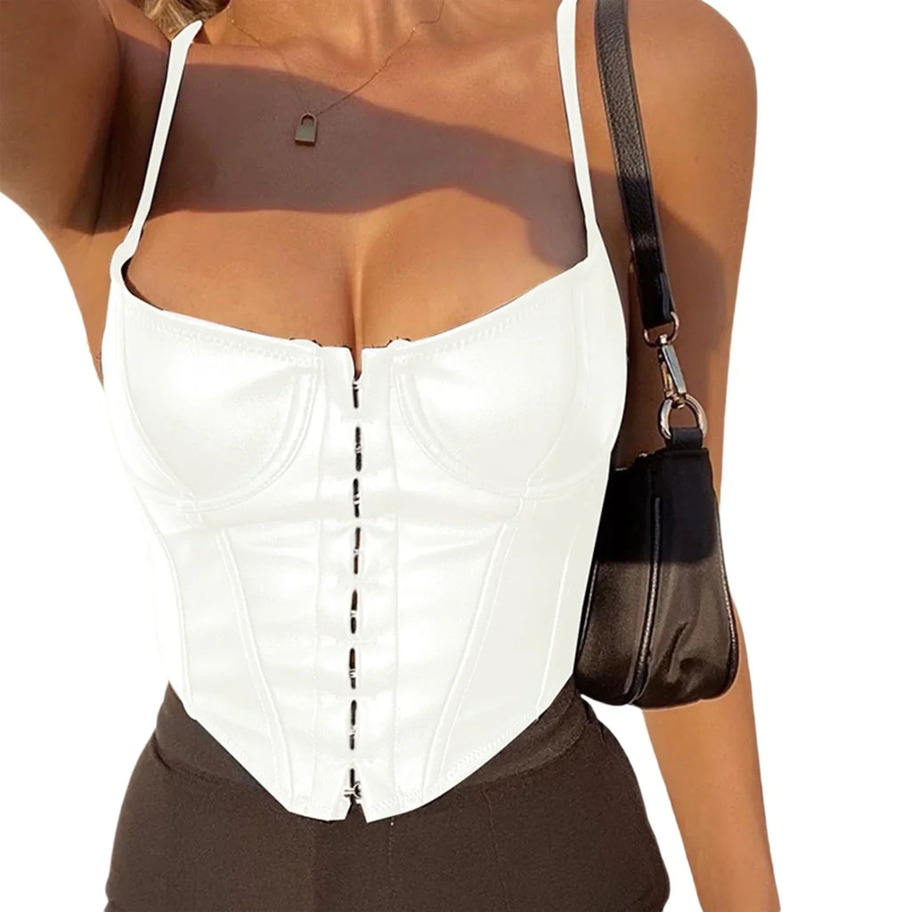 GR | Corset Pu Leather Bustier Crop Top