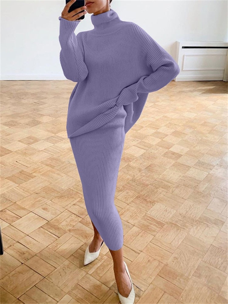 GR | Chic autumn knit two-piece slim fit set for women