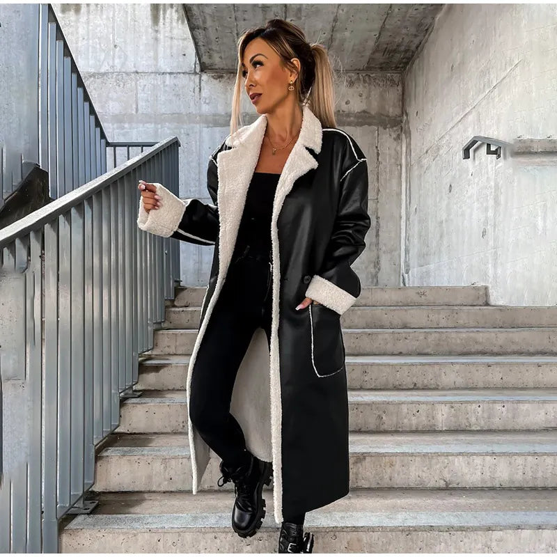 Leather jacket with fur