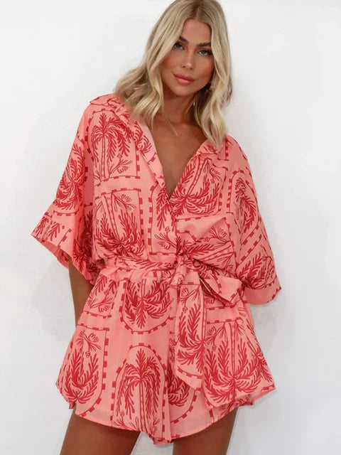 Casual, loose-fitting printed playsuit