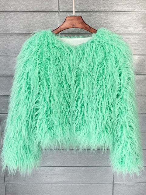 Women's thick warm faux fur coat 
