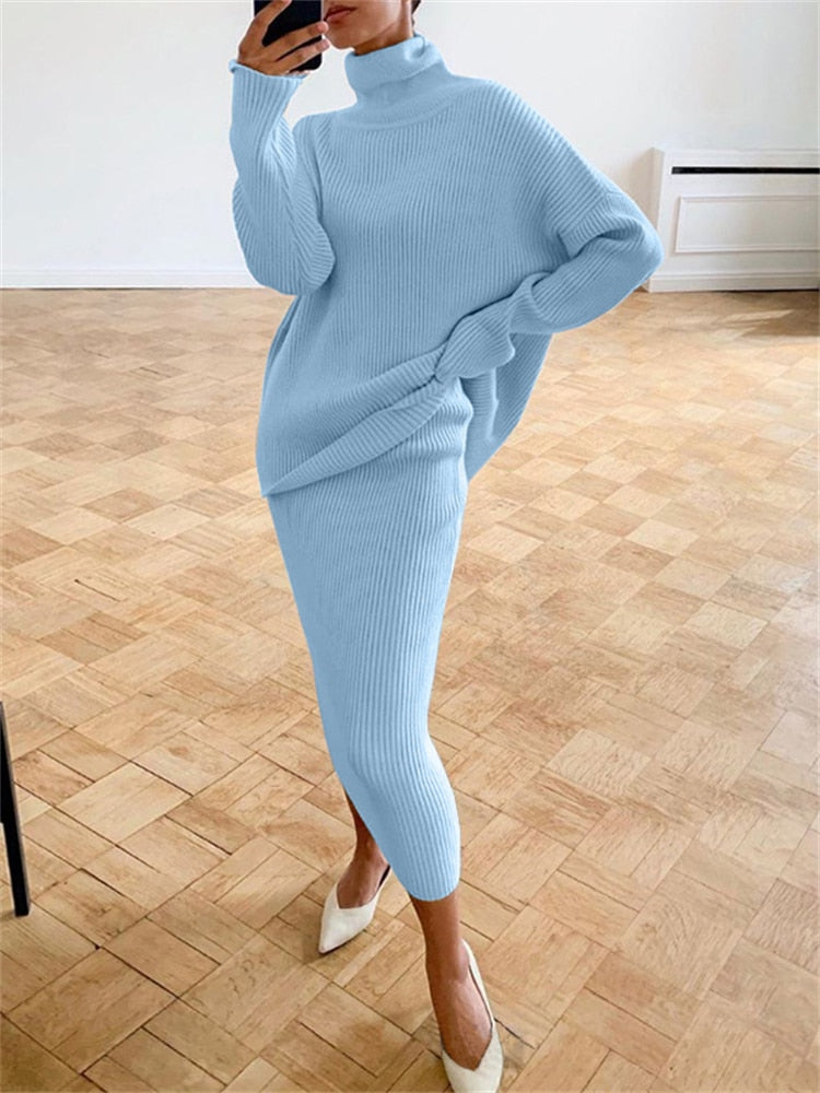 GR | Chic autumn knit two-piece slim fit set for women