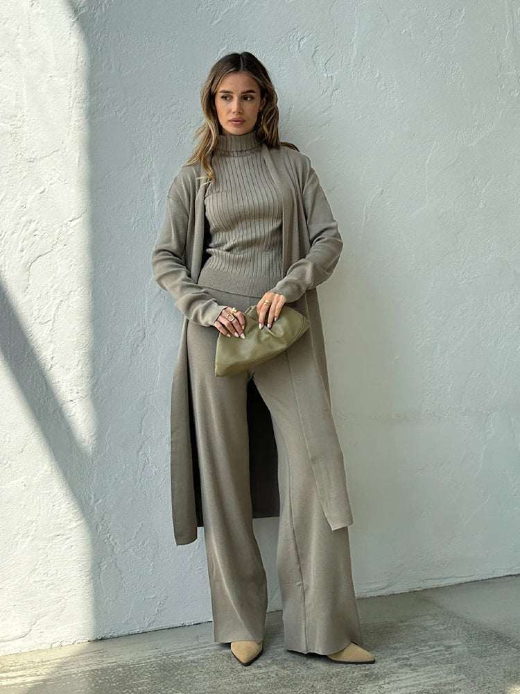 GR | Women's Luxury 3-Piece Knit Co-Order Set Soft & Stretchy