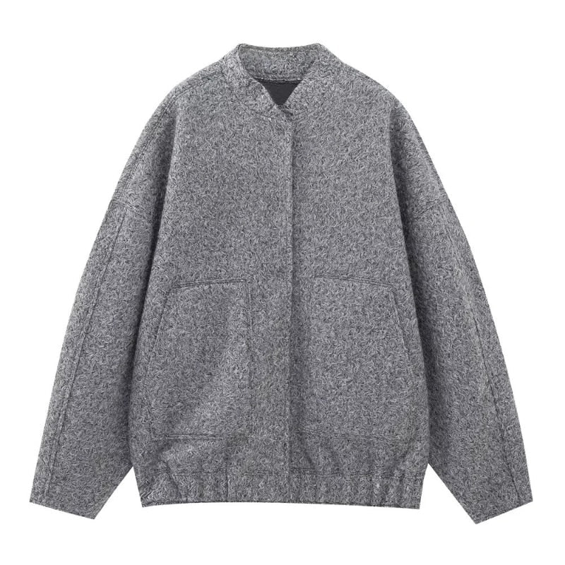 GR - Oversized wool coat with round neck and buttons