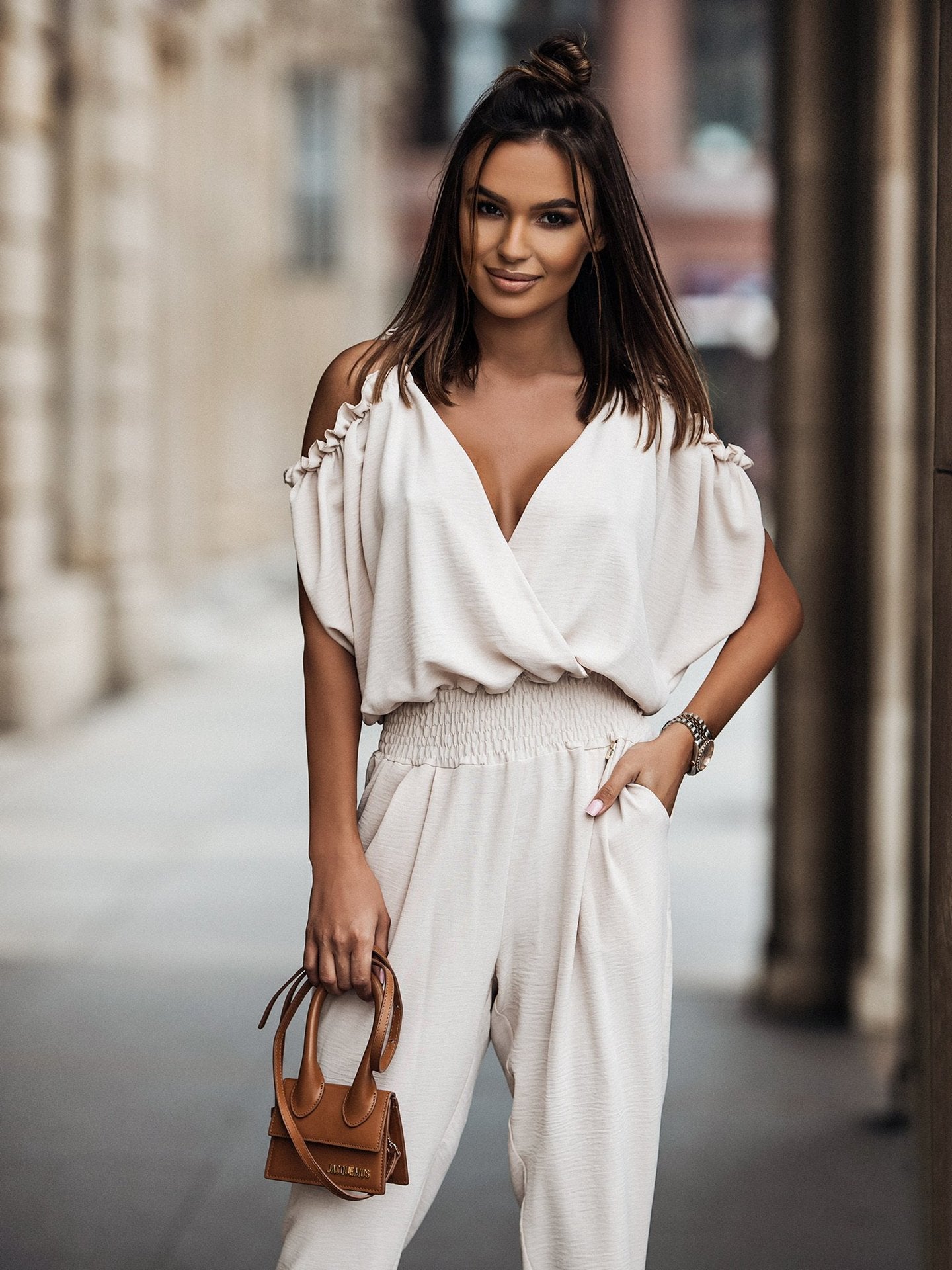 GR | White Off-Shoulder Jumpsuit