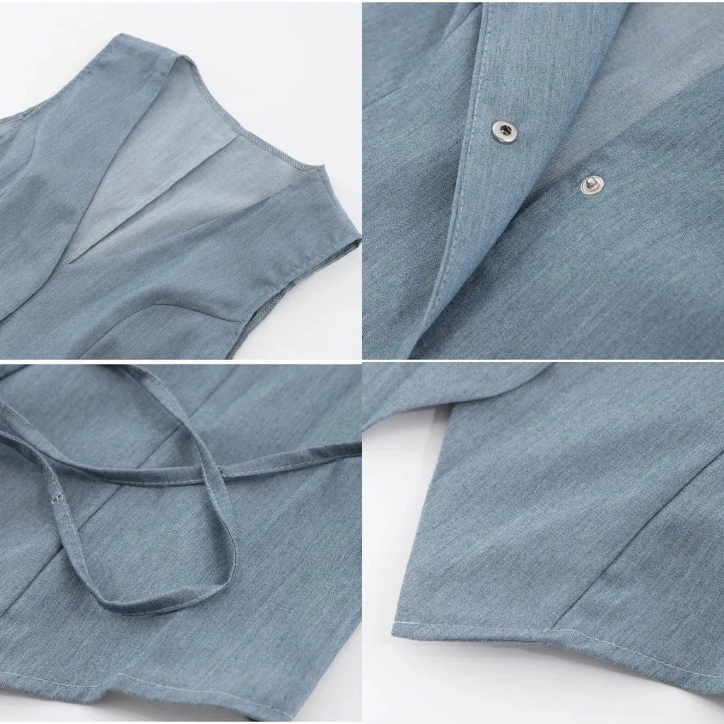 GR | New Fashion Sexy Women's Tops V-Neck Vest Slim Sleeveless Office Ladies Vest Solid Color Lace-Up Tops
