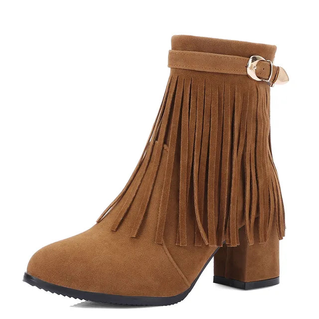 GR | Cowboy ankle boots with fringe tassel