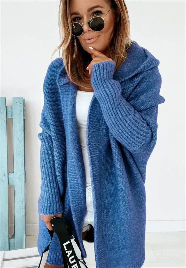 GR | Superweiche Gestrickte Strickjacke Mit Taschen Und Kapuze Für Damen