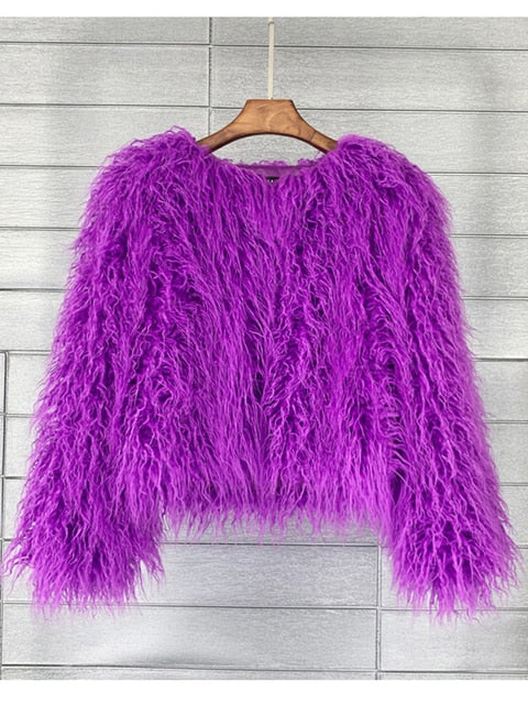 GR coat for women, thick, warm faux fur coat