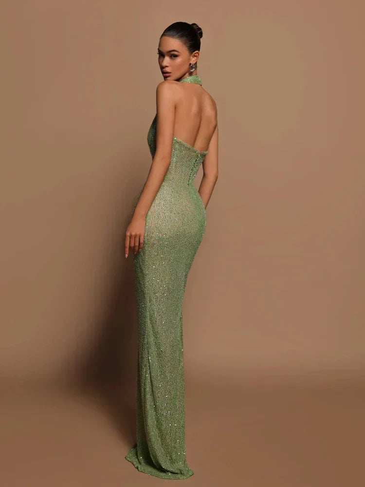 GR | Deep V-neck backless maxi dress