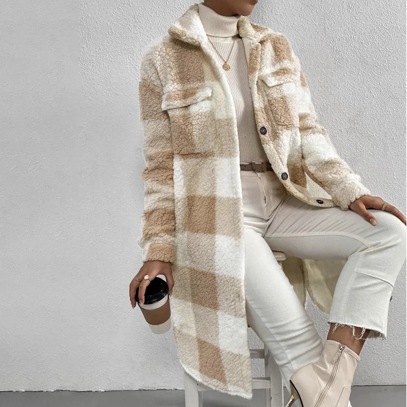 GR | Checkered women's jacket with polar fleece