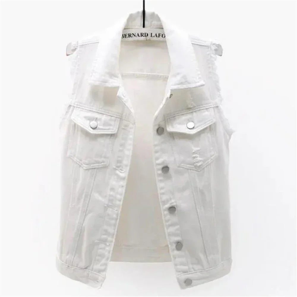GR | Sleeveless denim vest for women in bright colors
