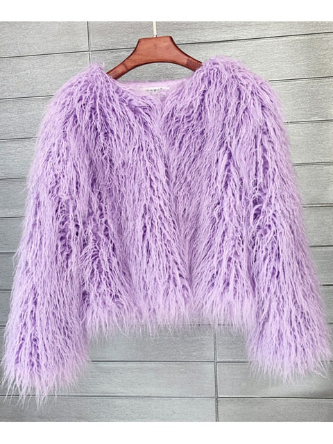 Women's thick warm faux fur coat 