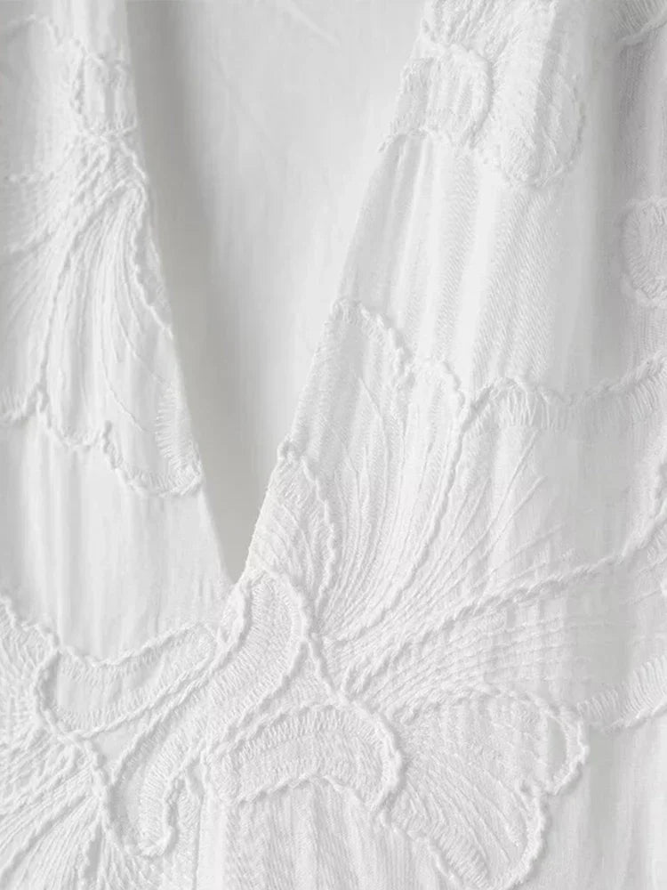 GR | Kleid Mit Bestickten Puffärmeln Für Frauen