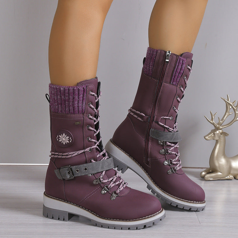 GR | Modern Knitted Snow Boots with Mid-Height Sole 