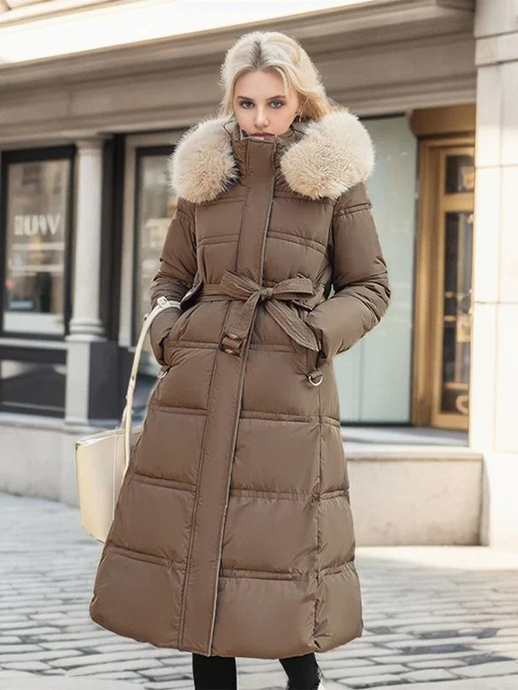 GR - Winter jacket with fur collar and belt 