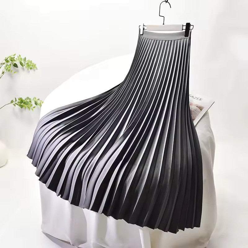 GR | Satin Plissee Rock Hohe Taille
