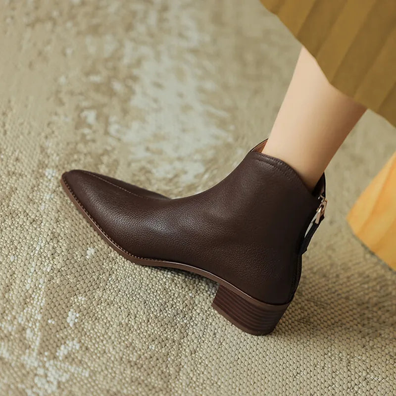 pointed leather boots