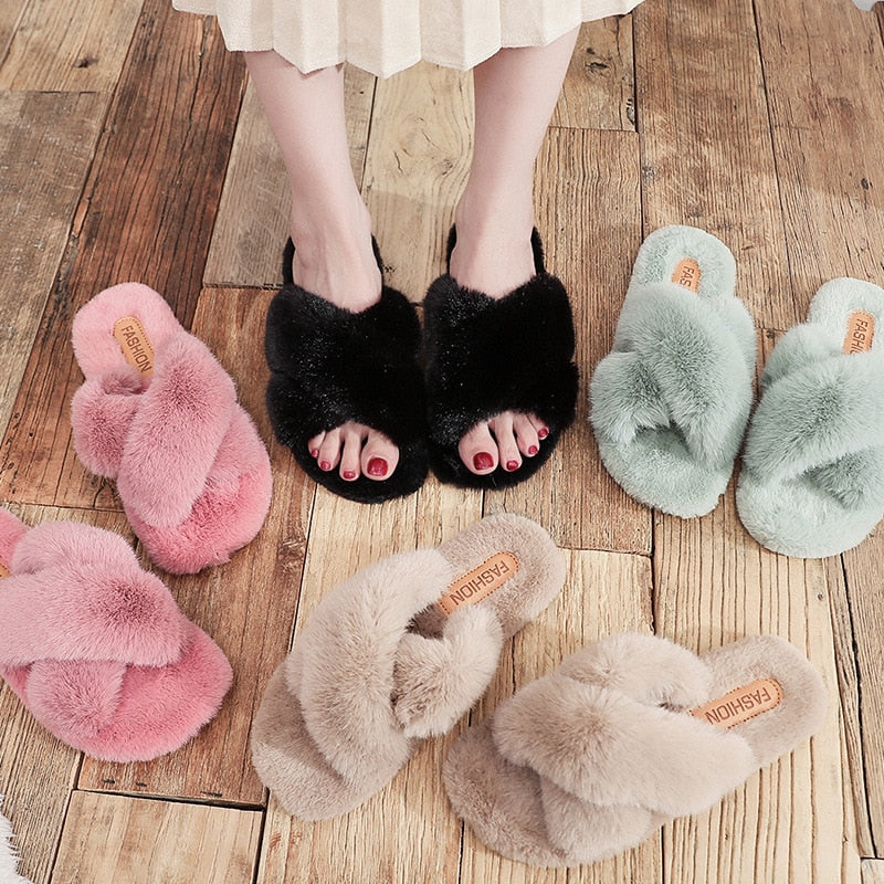 GR | Winter Fluffy Slippers with Cozy Warmth for Women