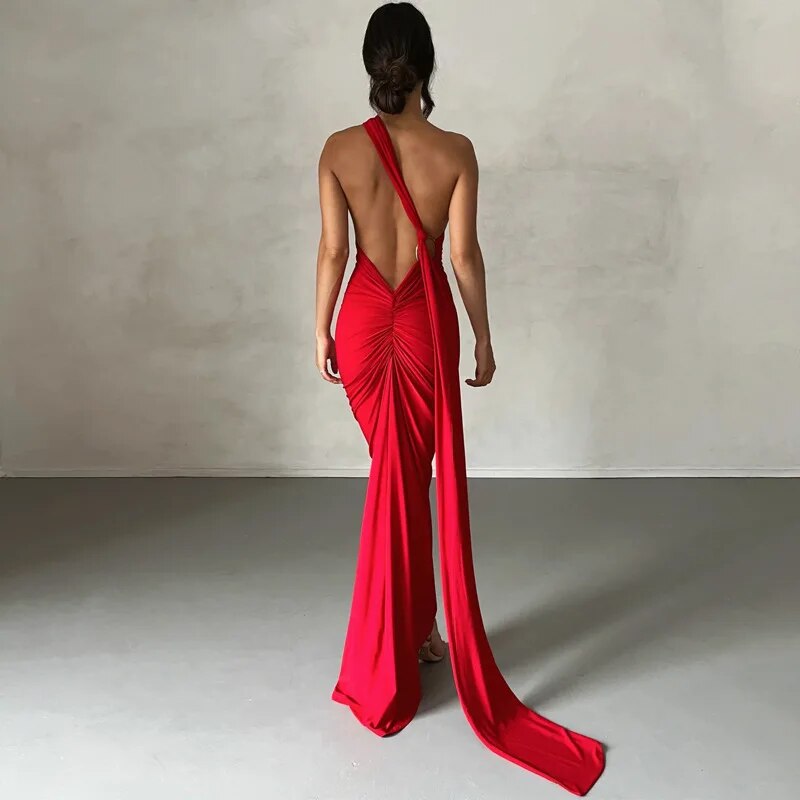 GR | Elegante Bodycon-Kleid mit Einem Schulter Rückehoch