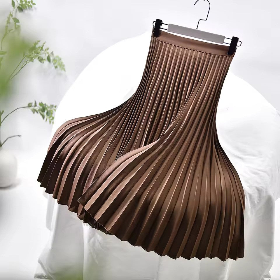 GR | Satin Plissee Rock Hohe Taille