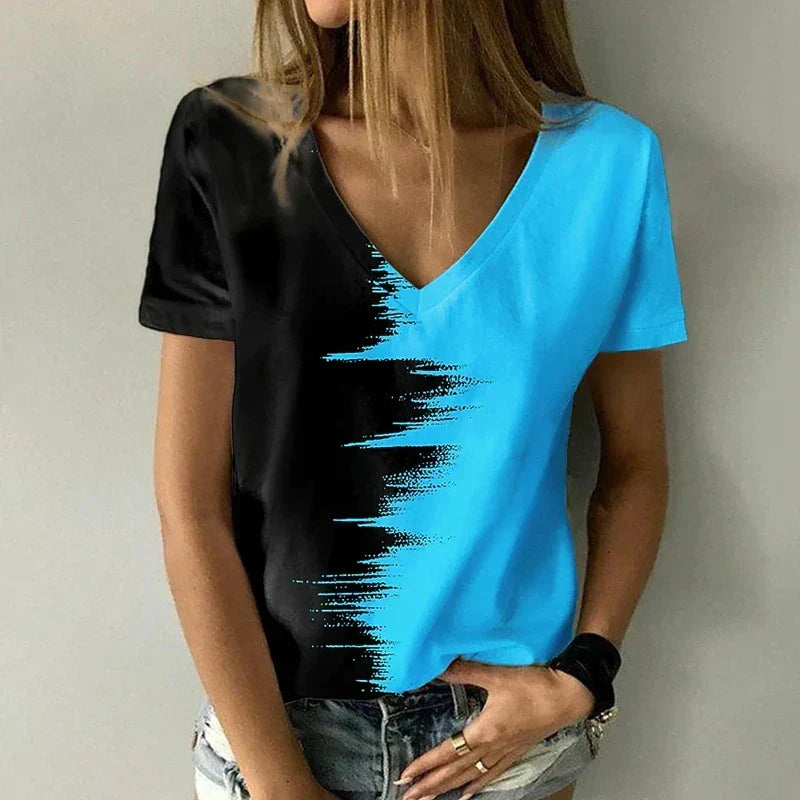 GR | T-Shirt mit V-Ausschnitt und Kurzen Ärmeln