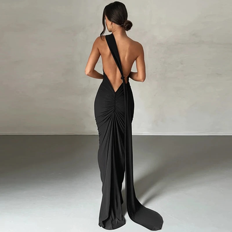 GR | Elegante Bodycon-Kleid mit Einem Schulter Rückehoch
