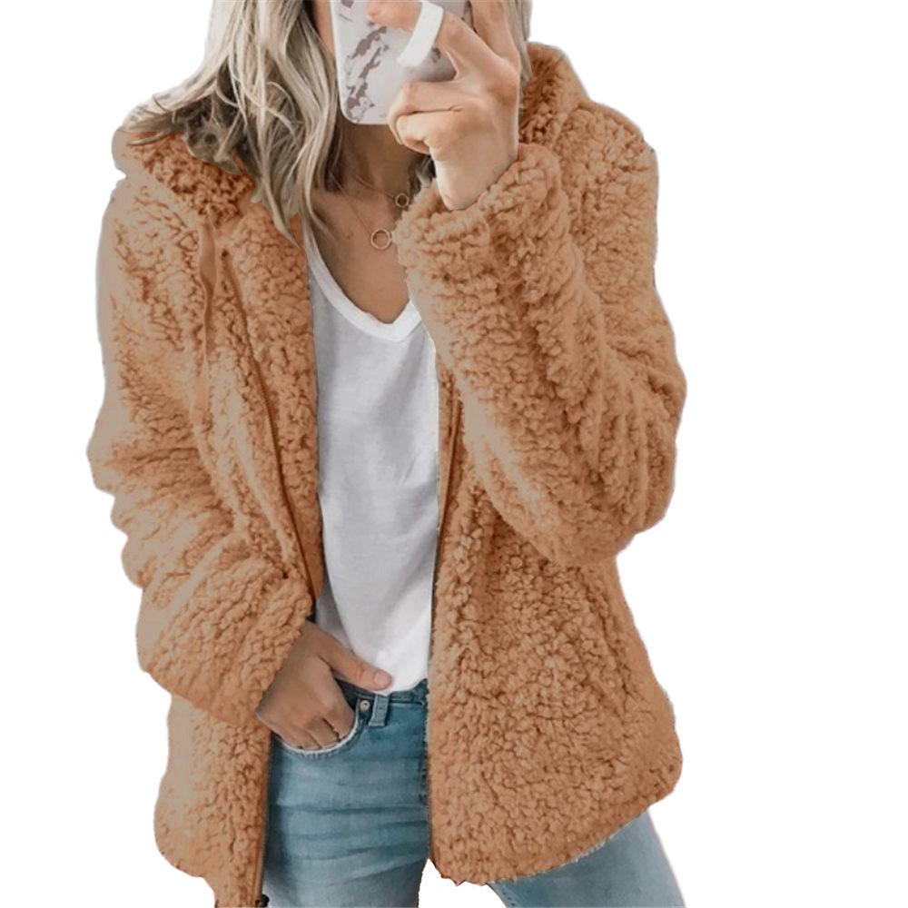 GR Women's Fashion | Elegant Bear Teddy Fur Coat: Soft fleece coat with pockets and zipper