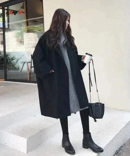 Elegant oversized wool trench coat