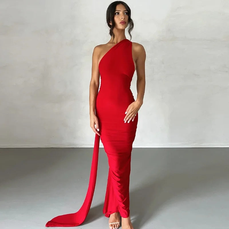 GR | Elegante Bodycon-Kleid mit Einem Schulter Rückehoch