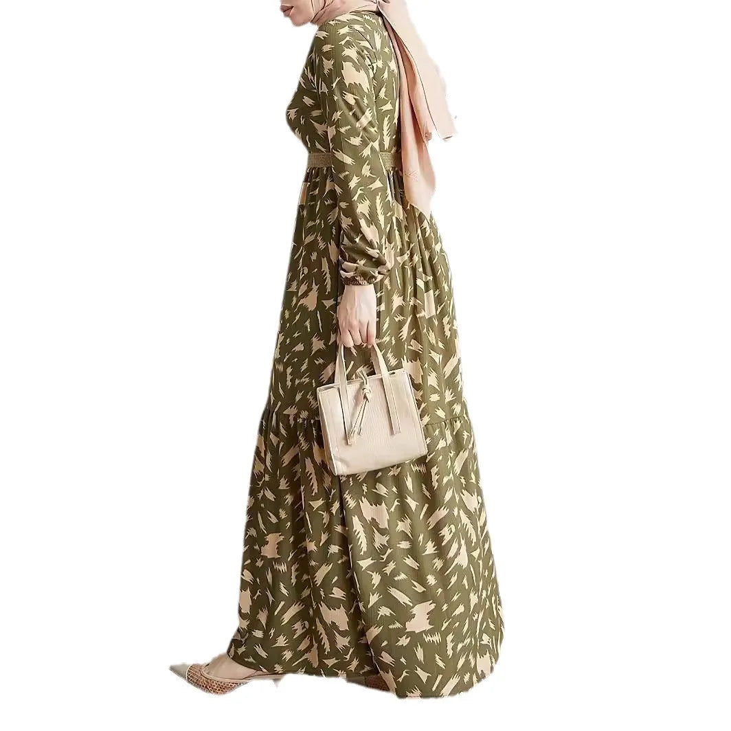 GR | Elegant long-sleeved printed dress