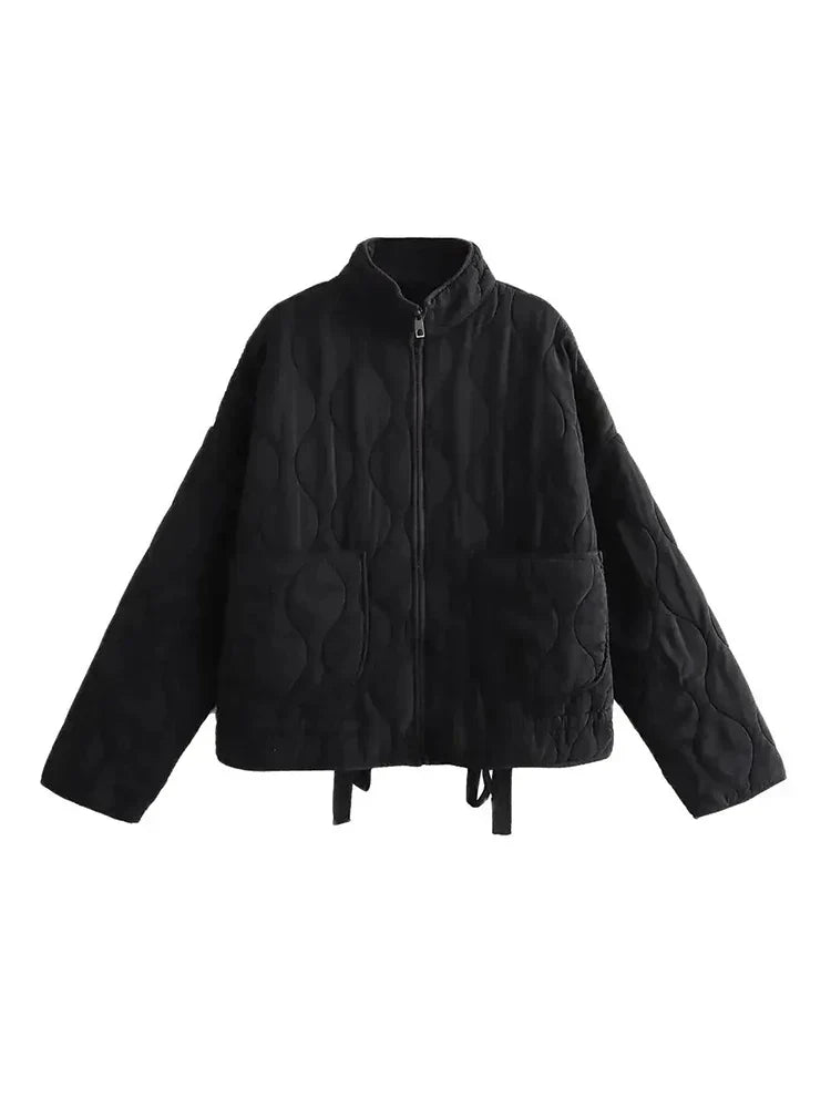 GR | Padded solid-color zip-up jacket