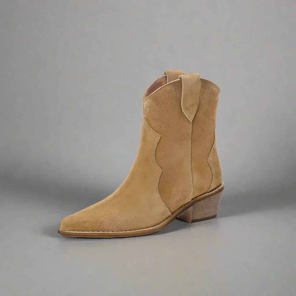 GR | Cowhide Leather Women's Suede Women's Boots with Heel